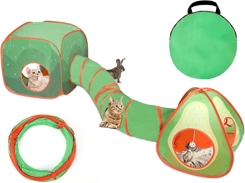 Rypet Cat Tunnels for Indoor Cats with Cube Tent, Interactive Collapsible Cat Tube and Foldable Cubes Playground for Hiding Hunting and Resting, Pet Tube with Bell for Kitten, Rabbit, Puppy, Ferret - Image 1